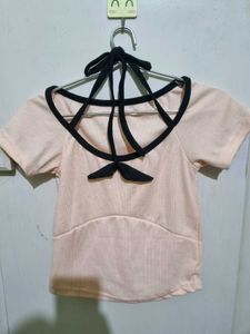 Korean Cute Pink Sailor Tie Up Back Top