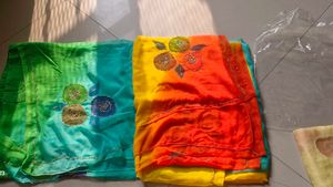 Multi color chiffon Saree with unstiched blouse