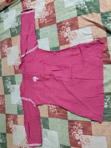 Pink Chikankari Kurti