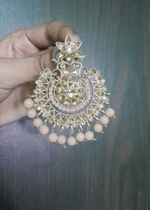 Elegant Kundan-Style Chandbali Earrings