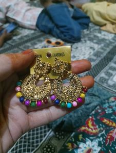 Gold Tone Bead Drop Earrings