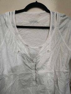 White Button Down Long Sleeve Top