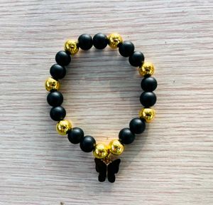 Black &amp; Gold Butterfly Charm Bracelet