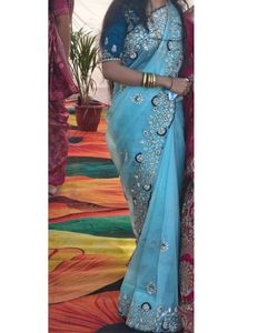 Elegant Embroidery Stone Work Saree