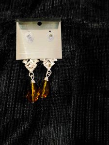 Sparkly Amber Drop Earrings