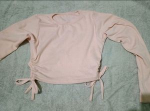 Peach Cinched Long Sleeve Top
