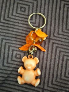 Orange Teddybear Keychain With Beautiful Butterfly