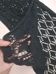 Elegant Black Crochet Maxi Dress