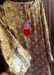 Olive Green Printed Kurti with Ethnic Motifs By W