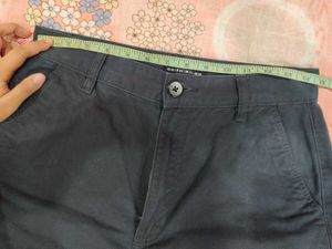 High Waist Wide Leg Twill Pant Black