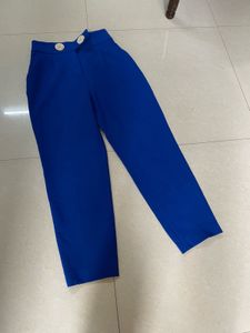 ZARA BLUE HIGH WAISTED TROUSERS