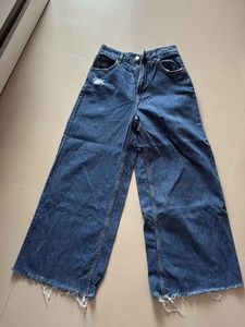 Wide Leg Distressed Jeans