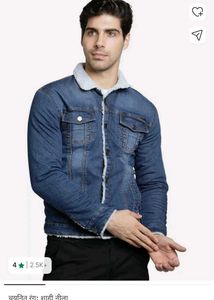 Denim Jacket with Fur Collar