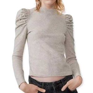 Zara Grey Long Sleeve Top with Pearls