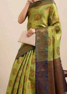 Green Saree With Zari Work