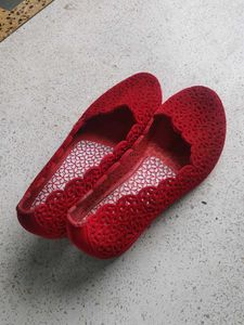 Beautiful Red Velvet Finish Ballerinas