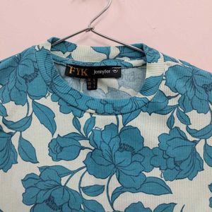 Fitted Floral Cotton Crop Top