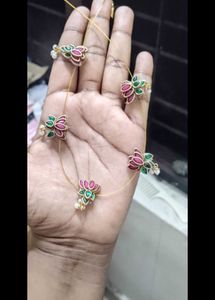 Lotus Pendant Kundan Invisible Chain Necklace