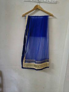Vibrant Orange and Blue Embellished Dupatta✨