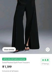 Wide Leg Slit Black Pants
