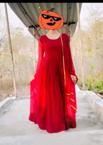 Red Anarkali Kurti Set