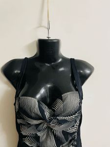 Black N White Print Bodysuit/Swimwear