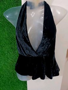 Y2K Velvet Velour Halter-Neck Eve Top