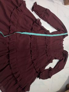 Beautiful Maroon Flared One Piece Dress