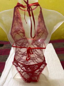 Red Lace Lingerie Bodysuit