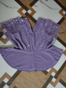 Lilac Peplum Top with Sheer Sleeves
