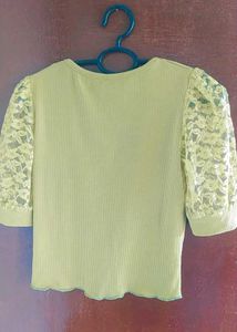 Sage Green Lace Sleeve Top