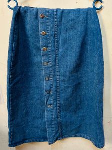 washed blue Denim Skirt