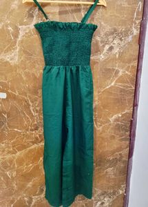 Green Smocked Jumpsuit