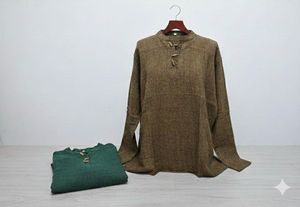 Mens Stylish Green Long Sleeve Top Combo Set