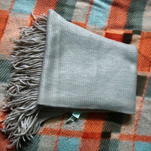 Neutral scarf with fringe