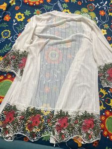 Floral Embroidered Sheer Cardigan Nightwear