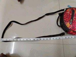 Red Kalamkari Printed Handbag