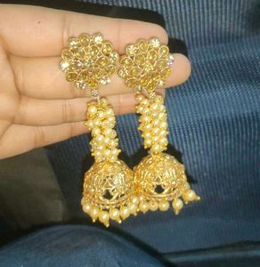 Jhumka Earrings with Pearls