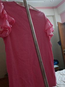 Pink Ruffle Sleeve Top