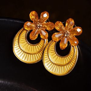 Golden Stone Statement Earrings