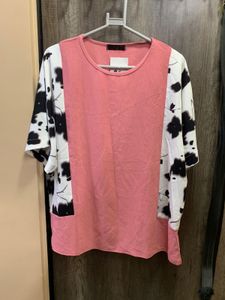 Pink &amp; Cow Print Top