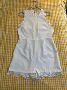 White Lace Trim Romper Bust 32 Waist 28