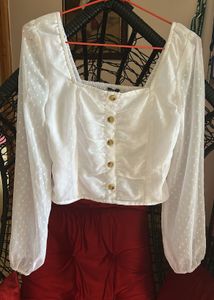 White Sheer Button-Down Top