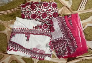Heavy Cotton Kurta Set With Dupatta