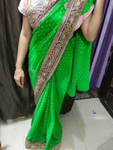 Green Embellished Saree