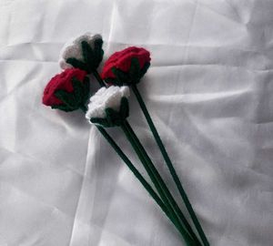 Crochet Red And White Roses