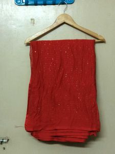 Red Embellished Saree With Blouse