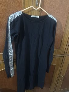 Black Dress with Sequin Sleeves