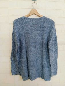 Blue Textured Knit Sweater