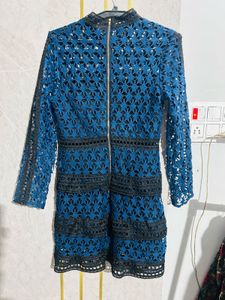 Elegant Blue Lace Dress